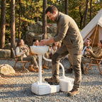 Portable Camping Sink, HDPE Handwashing Station Basin with 4.5 Gal Tank, 6.3 Gal Recovery Tank, Wheels & Soap Dispenser