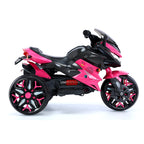 3-Wheel 12V Kids Electric Ride-On Motorcycle with Training Wheels and Headlight, Motorbike with MP3/USB, 43.5'' L x 23.5'' W x 29'' H, Pink