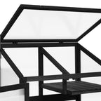 Portable Wood Greenhouse with Wheels & 3-Tier Shelf, Tall Cold Frame with Vented Roof for Balcony Garden, 31.5'' L x 22.5'' W x 62'' H, Black
