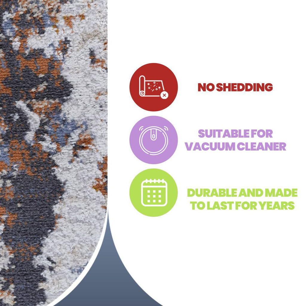 Naar 8x10 Abstract Stain-Resistant Area Rug with Cotton Backing, Carpet for Living Room, Dining, Home Office, 120" L x 93" W x 0.3" H, Ivory+Navy