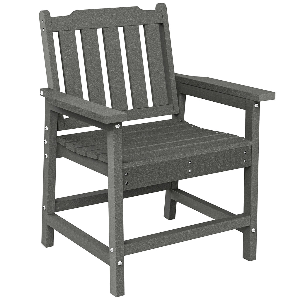 All-Weather Patio Chair, HDPE Patio Dining Chair, Heavy Duty Wood-Like Outdoor Furniture for Garden, Backyard, Deck, Porch, Lawn, Gray