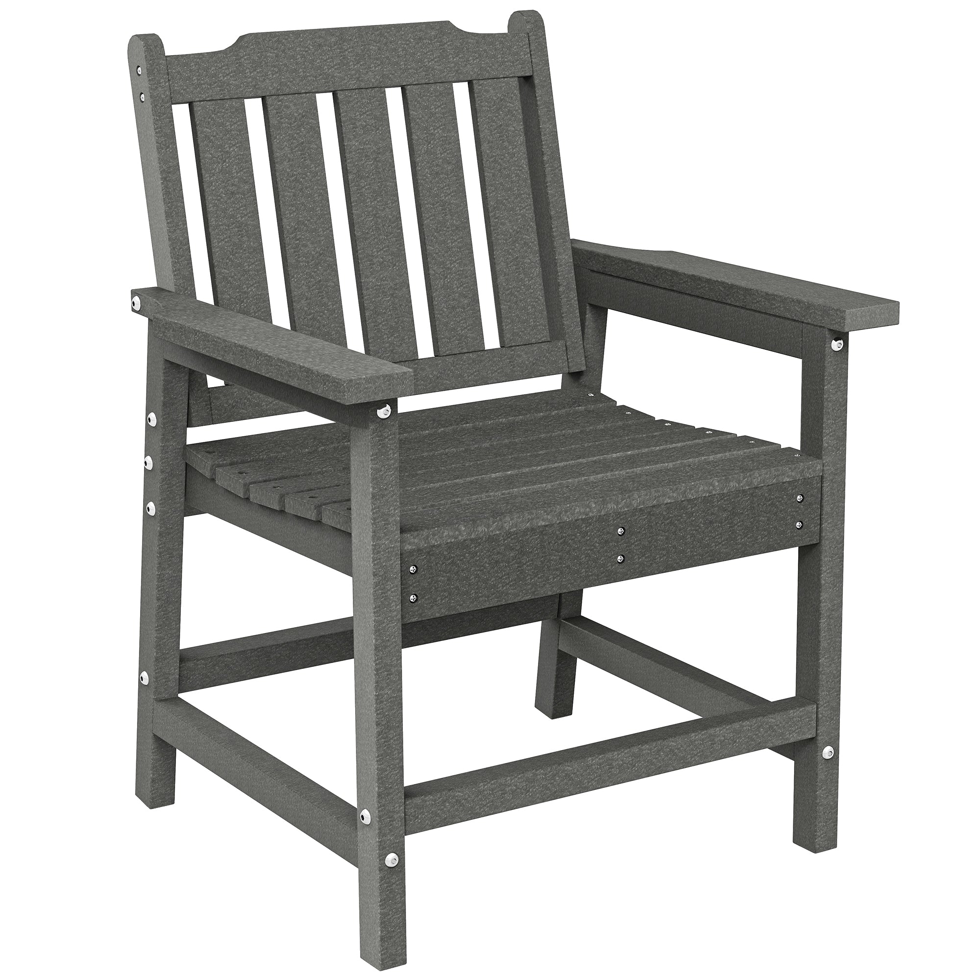 All-Weather Patio Chair, HDPE Patio Dining Chair, Heavy Duty Wood-Like Outdoor Furniture for Garden, Backyard, Deck, Porch, Lawn, Gray