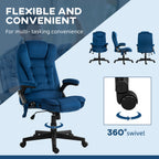 6 Point Executive Office Chair with Heat, Velvet High Back Vibrating Massage Office Chair, Drak Blue