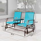 2 Seater Glider for Outside Outdoor Glider Seat with Breathable Mesh Fabric Armrests for Backyard Garden Porch Blue
