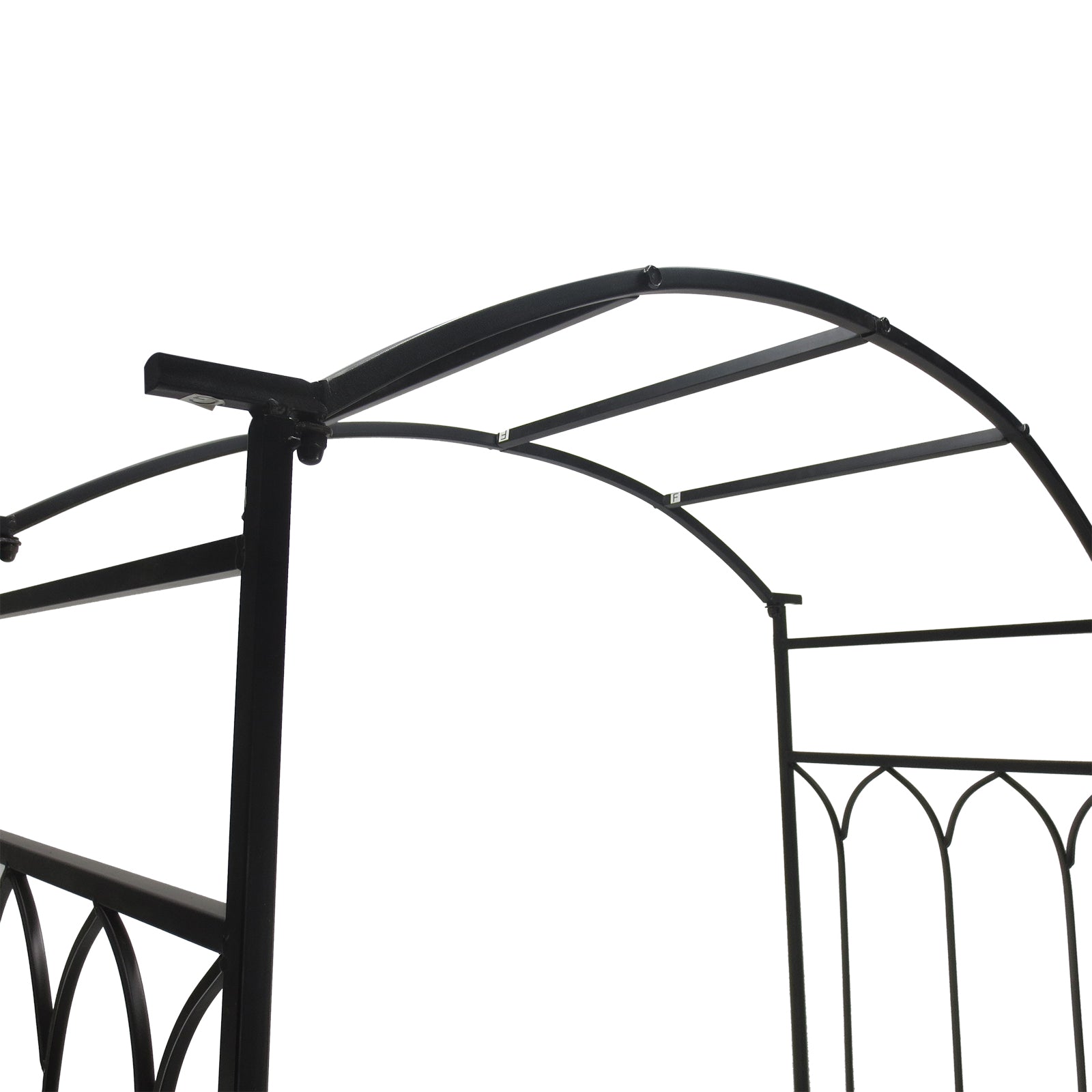 Metal Trellis Arbor Arch for Climbing Plants with Garden Bench, Grow Grapes and Vines, Decorative Seating, Black