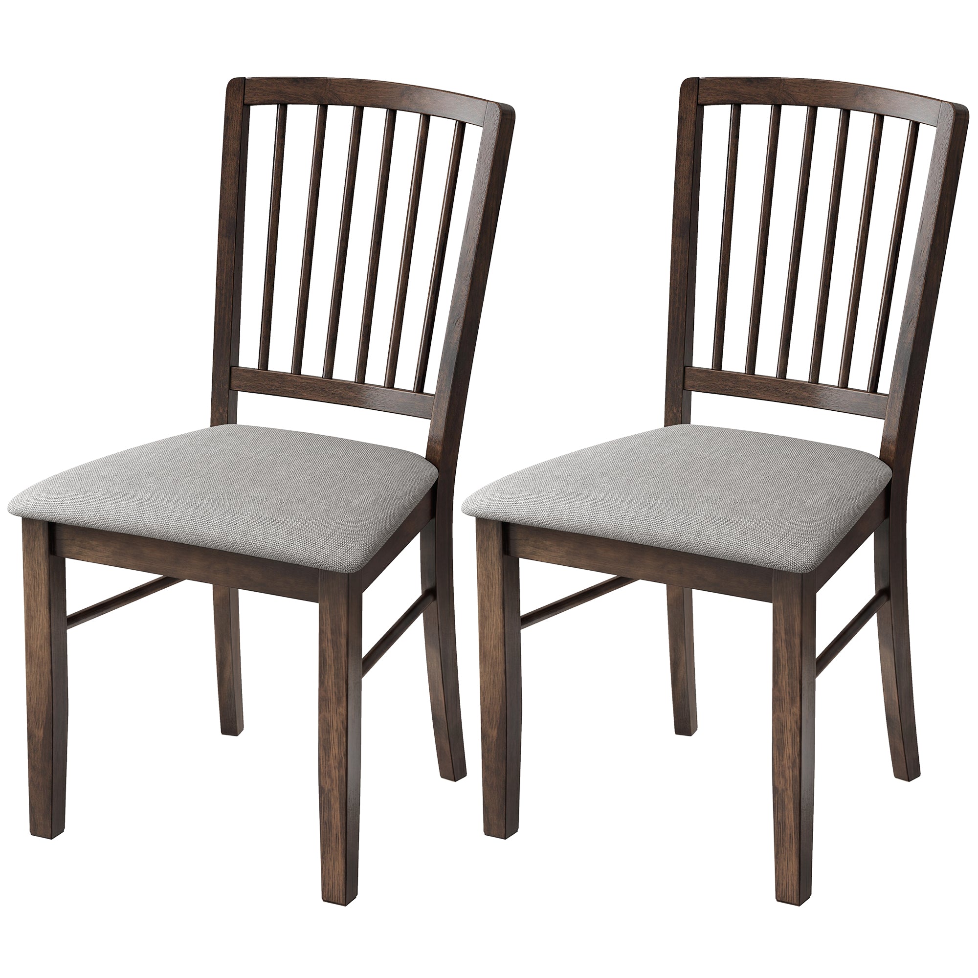 Dining Chairs Upholstered Kitchen Chairs with Rubberwood Legs Set of 2, Burn Brown