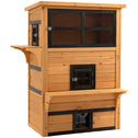 Outdoor Cat House, 3-Tier Kitty Shelter with 5 Escape Doors, Weather Resistant, Yellow & Black