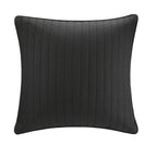 100% Cotton Quilted Euro Sham with Embroidery, Hidden Zipper, Farmhouse Machine Washable Pillowcase, 26" L x 26" W x 0.25" H, Black