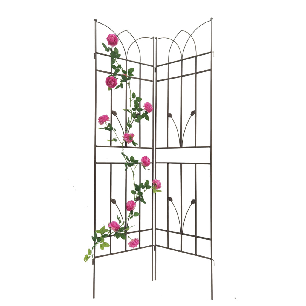 4 Pack Metal Garden Trellis with Rustproof Feature, for Climbing Plant Support, Easy Assembly, Brown