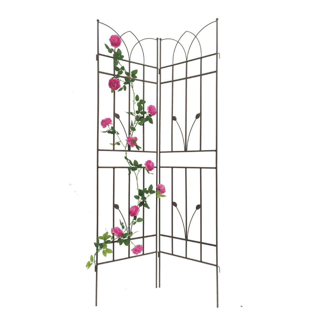 4 Pack Metal Garden Trellis with Rustproof Feature, for Climbing Plant Support, Easy Assembly, Brown