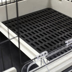 2-Level Small Animal Cage Rabbit Hutch with Wheels, Removable Tray, Platform and Ramp for Bunny, Chinchillas, Ferret, Black