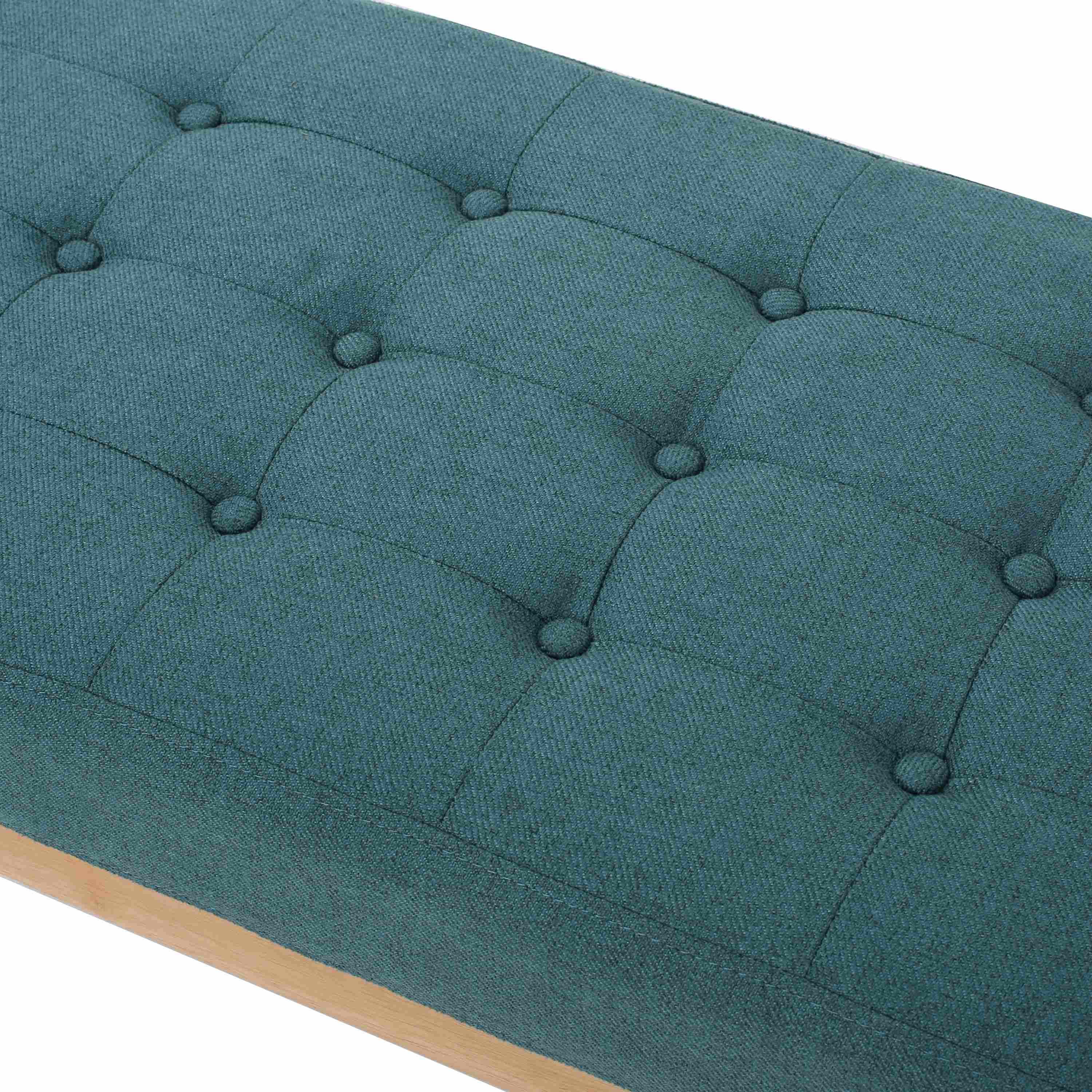 Fabric Ottoman with Cushioned Top, Sturdy Frame, and Space-Saving Design, 43.5" L x 17" W x 17" H, Teal