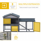 58" Large Rabbit Hutch Outdoor Indoor, Wooden Bunny Hutch, Guinea Pig Cage with Run, Removable Tray, Asphalt Roof, Lockable Doors and Ramp, for 1-2 Small Rabbits, Chickens, Ducks, Dark Gray