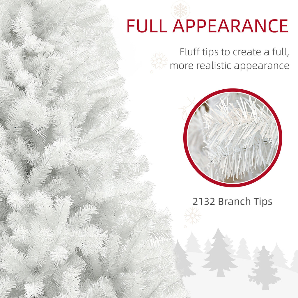 9ft Unlit Artificial White Christmas Tree, Holiday Decor with 2132 Branch Tips, Auto Open and Steel Base