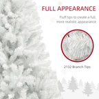9ft Unlit Artificial White Christmas Tree, Holiday Decor with 2132 Branch Tips, Auto Open and Steel Base