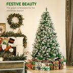 6ft Unlit Snow-Dusted Full Fir Artificial Christmas Tree with Realistic Branches, 61 Pine Cones and 800 Tips