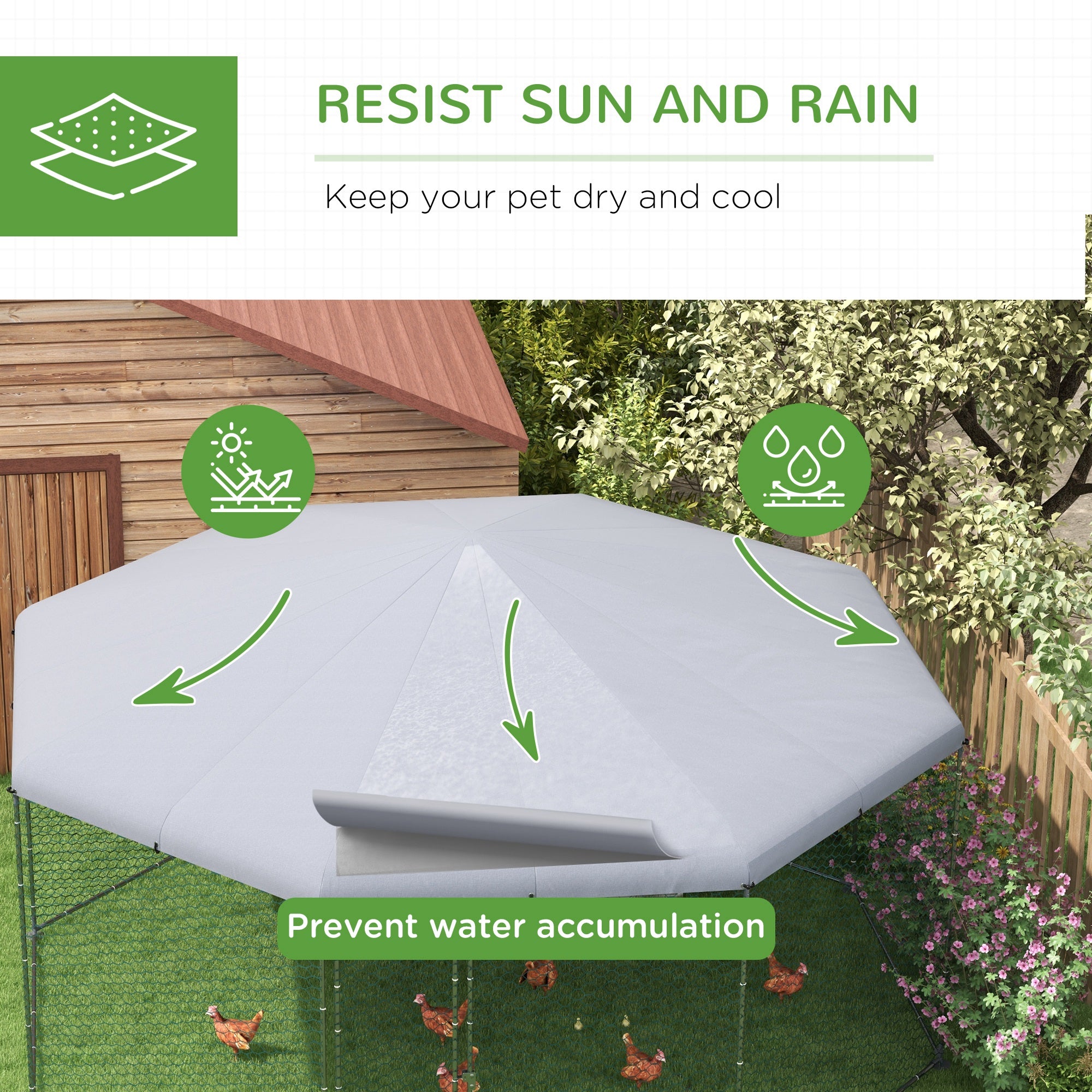 17.1 ft x 15.7 ft Chicken Run for 19-25 Chickens with Cover