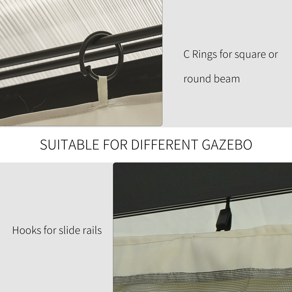 9.84' x 11.8' Gazebo Sidewall Set with Hooks/C-Rings, Beige