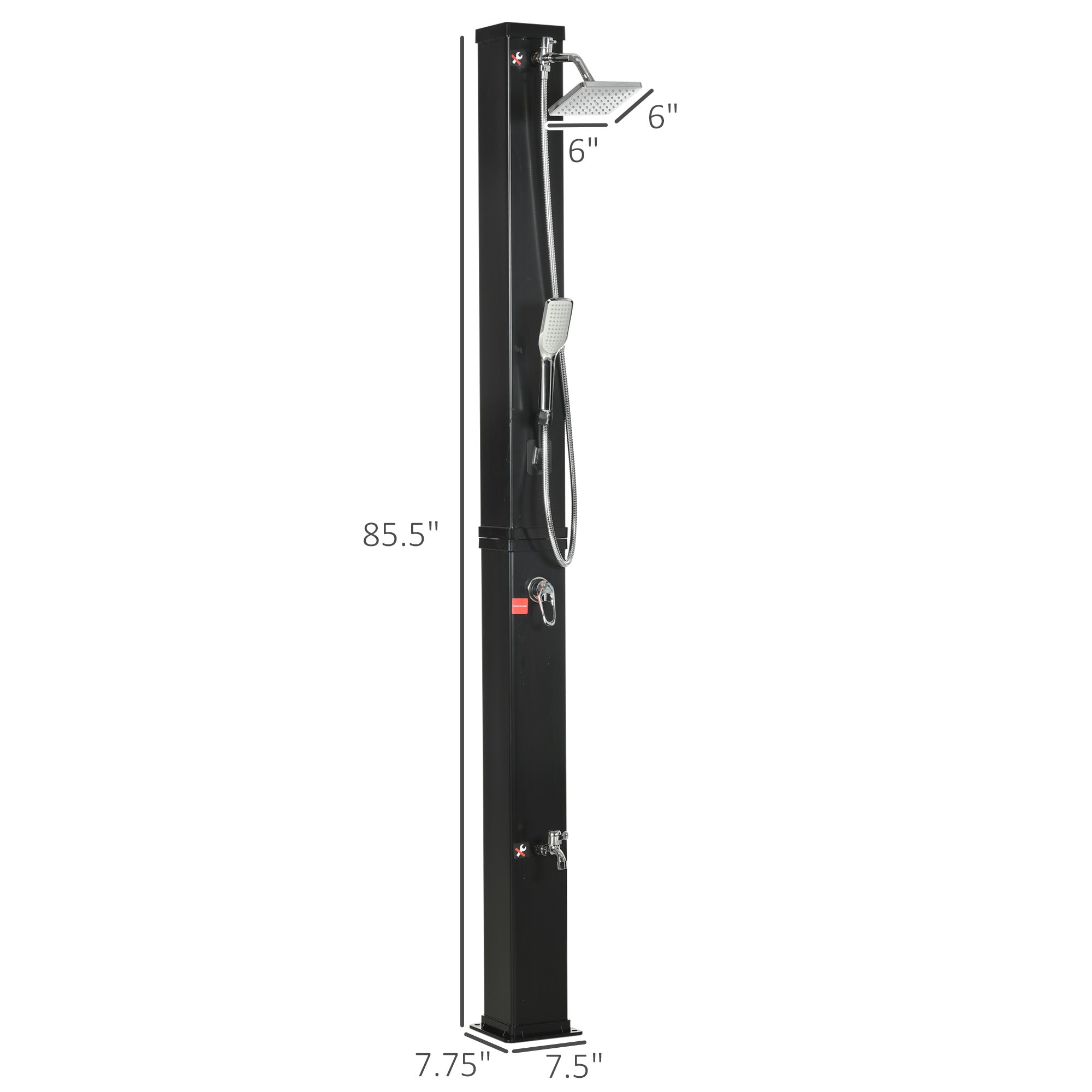 10.6 Gallons Solar Heated Shower with 360 Rotating Rainfall, Handheld Shower Head, Temperature Adjustment & Foot Shower, 2-Section Outdoor Shower for Backyard Poolside Beach Pool Spa, 7ft