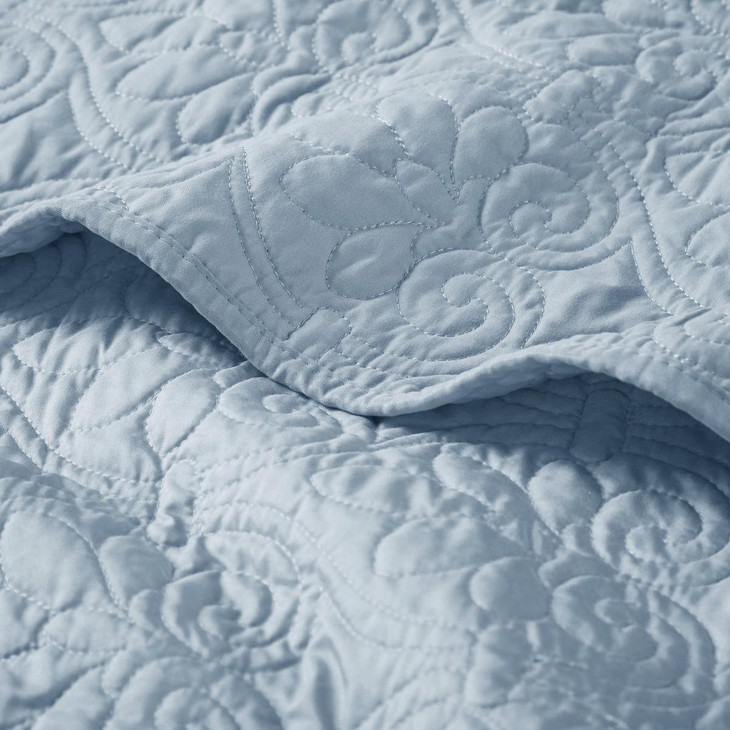 Oversized Quilted Throw Blanket with 100% Cotton Fill, Stitch Pattern, Machine Washable, Perfect for Any Décor, 70" L x 60" W x 0.25" H, Blue