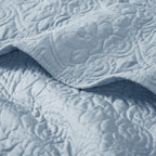Oversized Quilted Throw Blanket with 100% Cotton Fill, Stitch Pattern, Machine Washable, Perfect for Any Décor, 70" L x 60" W x 0.25" H, Blue