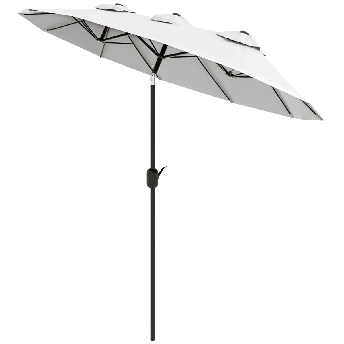 Double Sided Patio Umbrella, 9.7' Large Outdoor Market Umbrella with Push Button Tilt and Crank, 3 Air Vents and 12 Ribs, for Garden, Deck, Pool, White