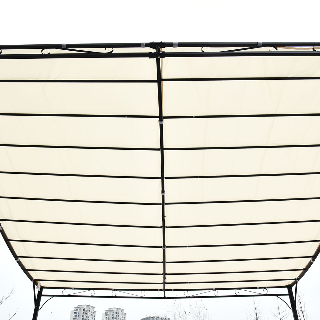 10' x 10' Steel Outdoor Pergola Gazebo, Patio Canopy with Weather-Resistant Fabric and Drainage Holes for Backyard, Deck, Garden, Cream White