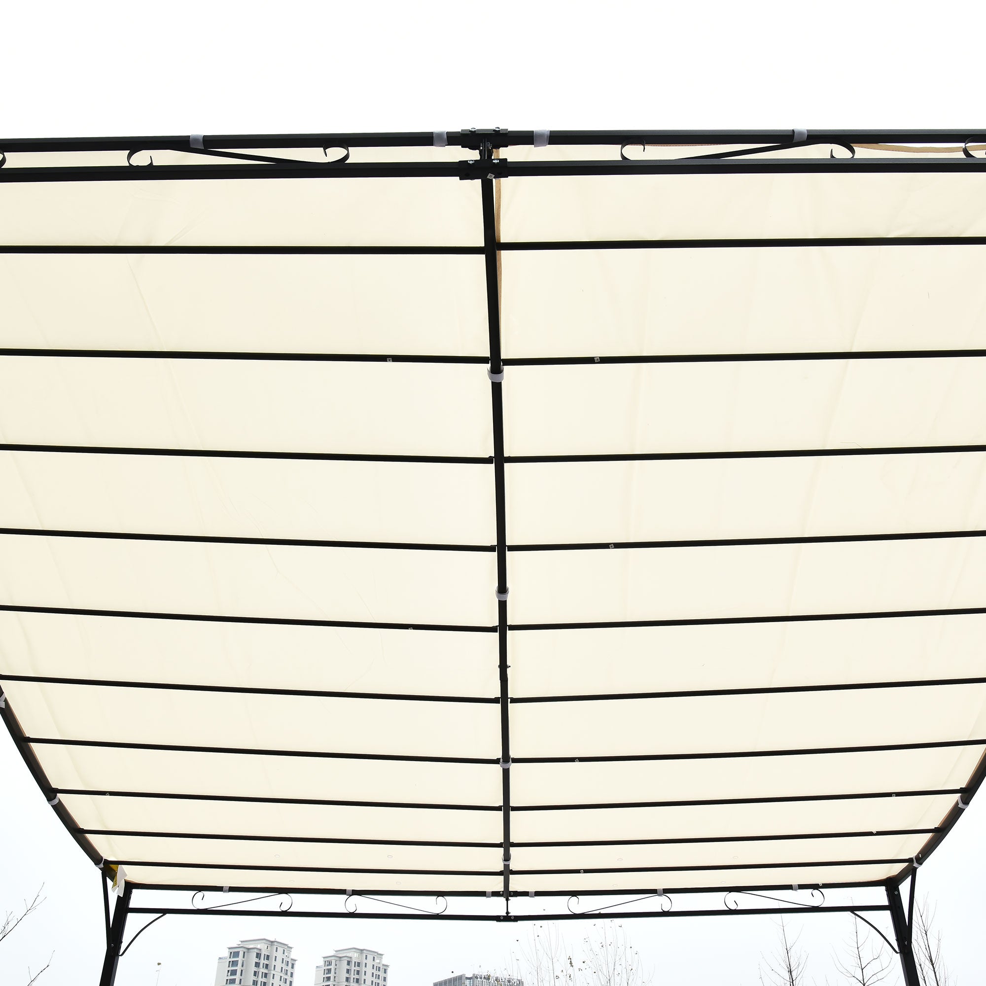 10' x 10' Steel Outdoor Pergola Gazebo, Patio Canopy with Weather-Resistant Fabric and Drainage Holes for Backyard, Deck, Garden, Cream White