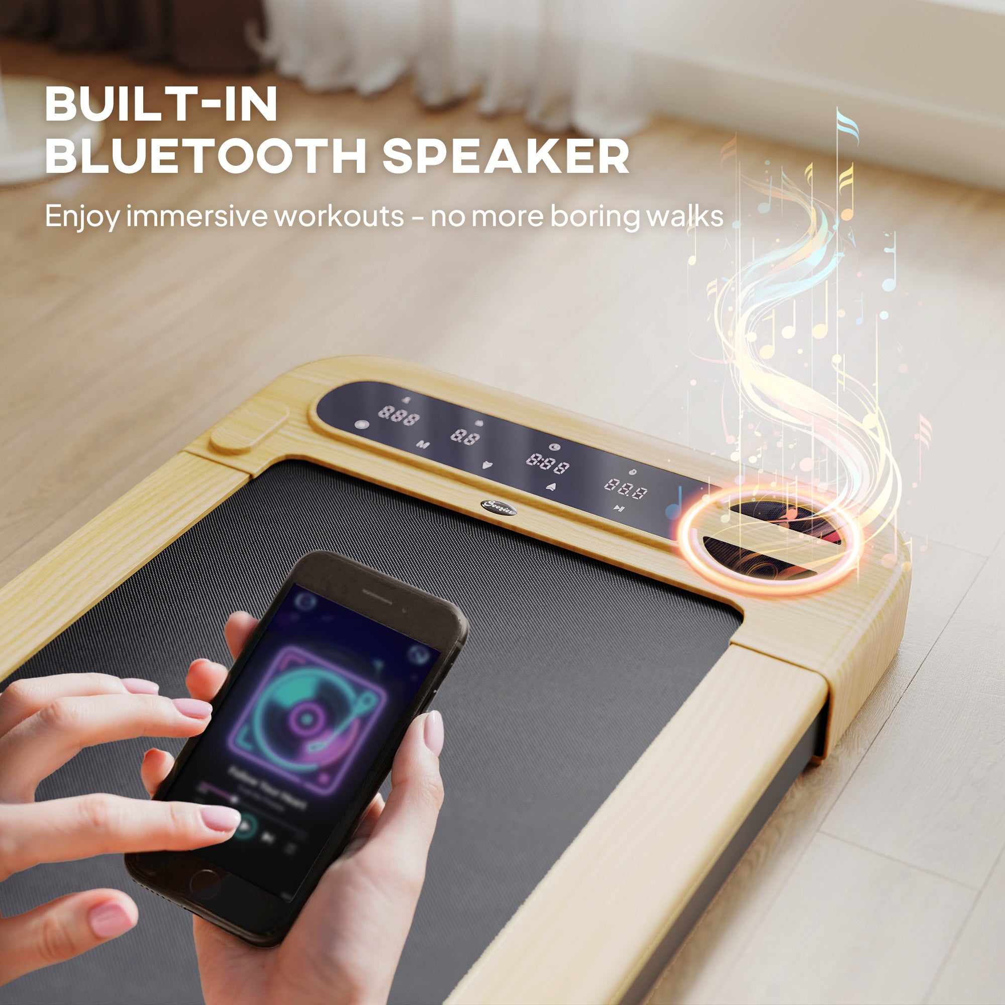 Walking Pad, Under Desk Treadmill with 17" x 43" Wide Belt, Remote Control, Bluetooth Speaker, Wheels and LED Display