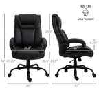 Big and Tall 400lbs Executive Office Chair with Wide Seat, Computer Desk Chair with High Back PU Leather Ergonomic Upholstery, Adjustable Height and Swivel Wheels, Black