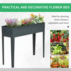 Metal Raised Garden Bed, Elevated Planter Box with Legs and Drain Holes, 39" x 12" x 32", Dark Gray