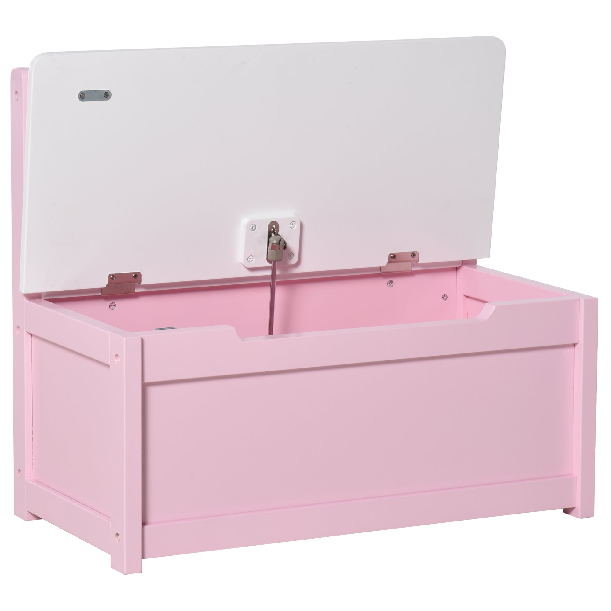 Toy Box Chest, Kids Storage Bench with Large 27 L Interior, Toy Organizer with Top Lid, and Backrest, Kids Bedroom Furniture for Nursery Room, Playroom, Bedroom, 24" x 12" x 20", Pink