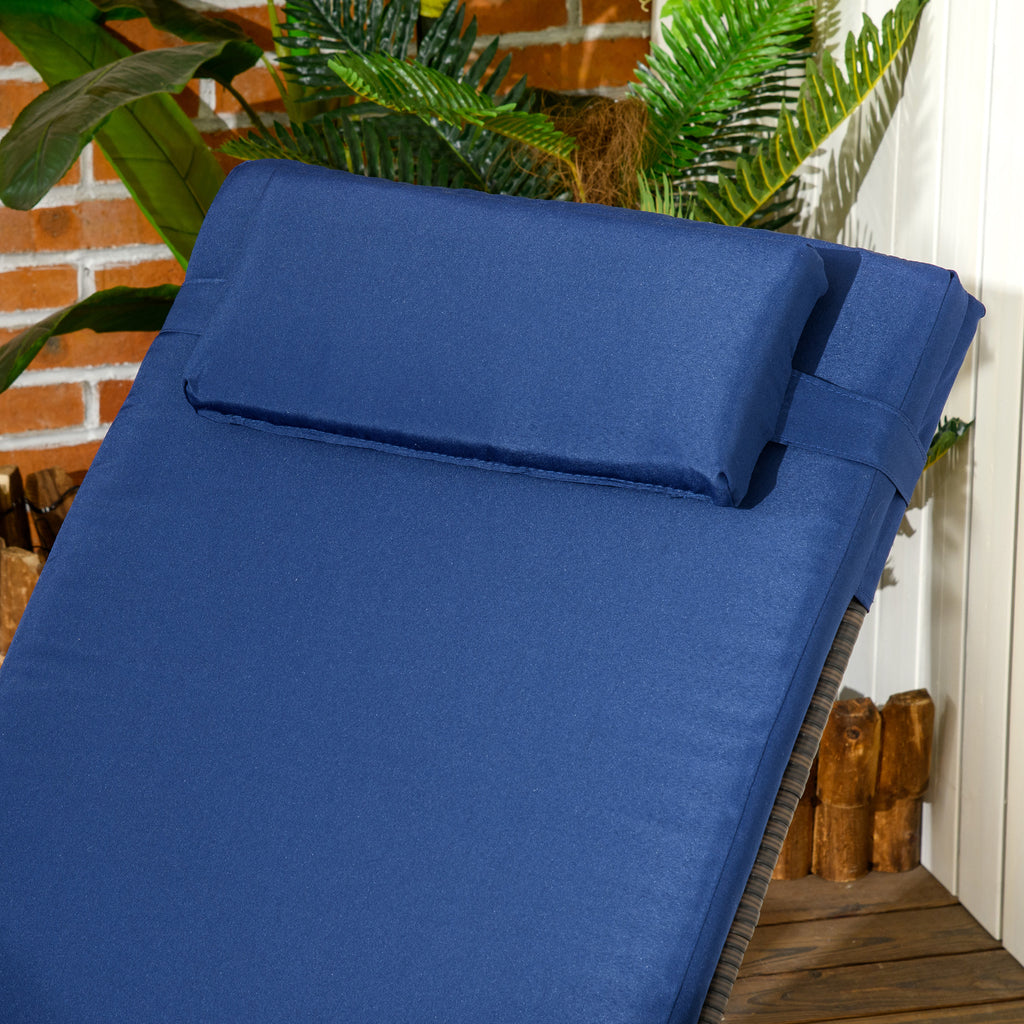 Reclining Chaise Lounge Chair, Rolling Outdoor Chair with Cushion, Pillow, Headrest, Armrests, and Wheels, Brown