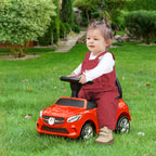 Kids Ride On Push Car, Foot-to-Floor Walking Sliding Toy Car for Toddler with Working Horn, Music, Headlights and Storage, Red