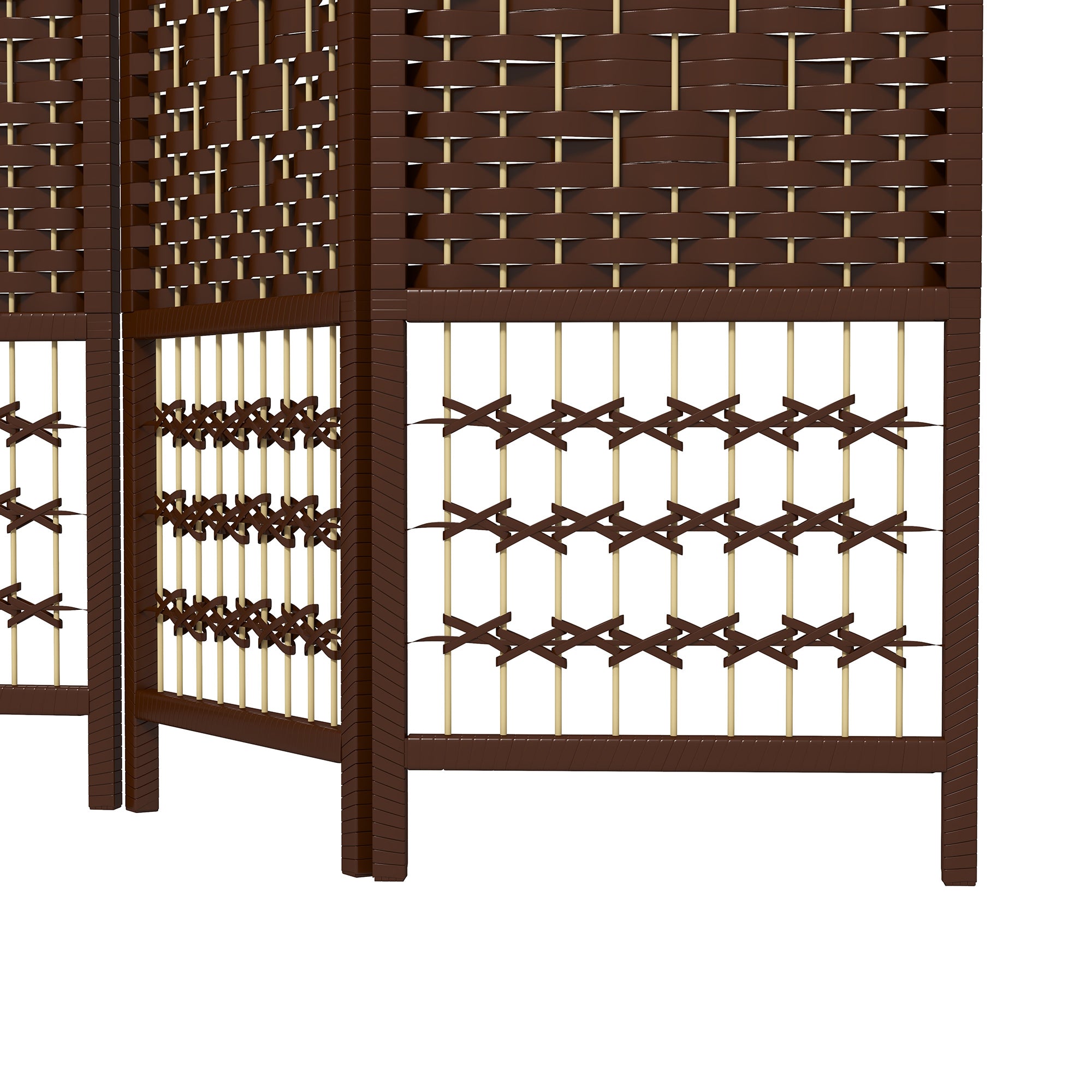 3 Panel Folding Room Divider Portable Privacy Screen Wave Fiber Room Partition for Home Office Brown