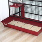 41"L Small Animal Cage, Pet Play House for Rabbit Hutch Ferret with Feeder, Rolling Wheels, Platform, Ramp