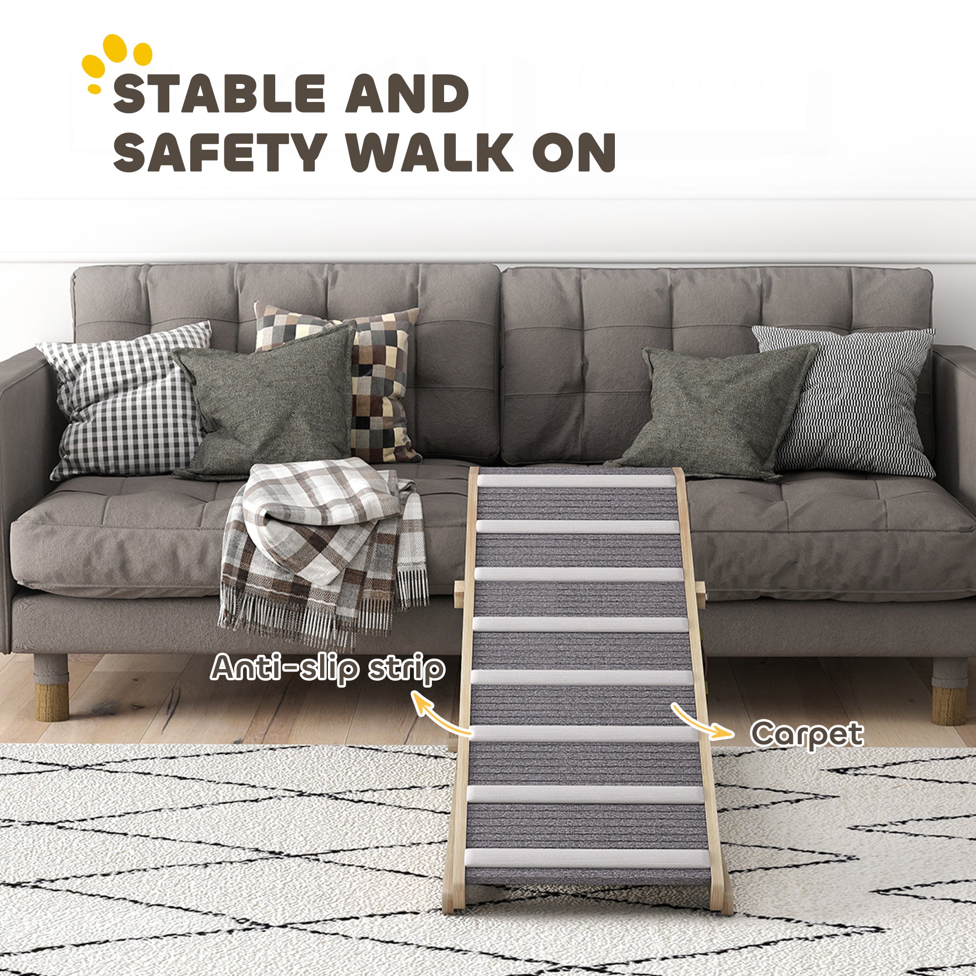 Dog Ramp for Couch, Foldable Pet Ramp for Small to Large Dog, 4 Adjustable Height from 16" to 23.5"