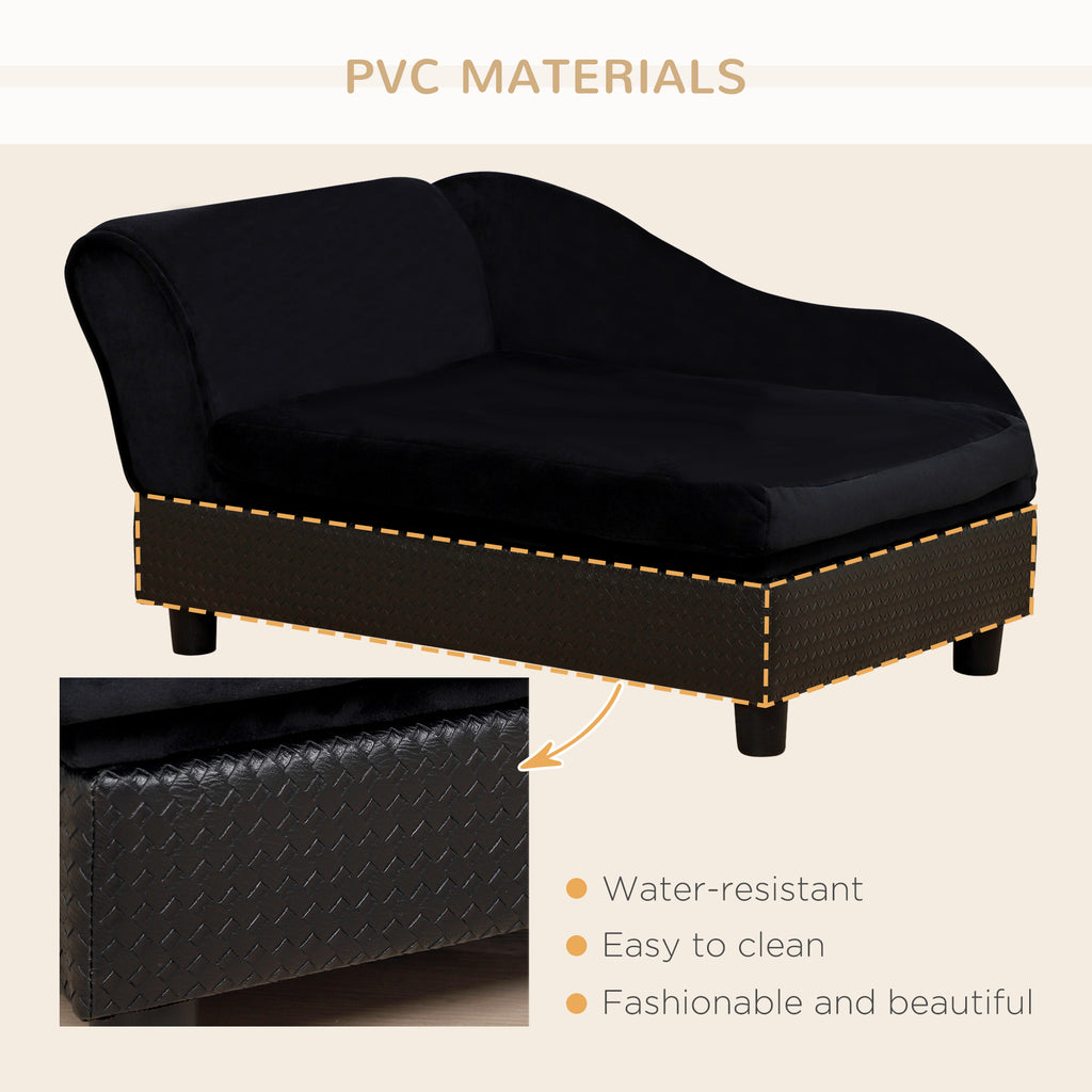 Pet Sofa Bed Couch with Storage, Pet Sofa for Cats and Small Dogs, Black