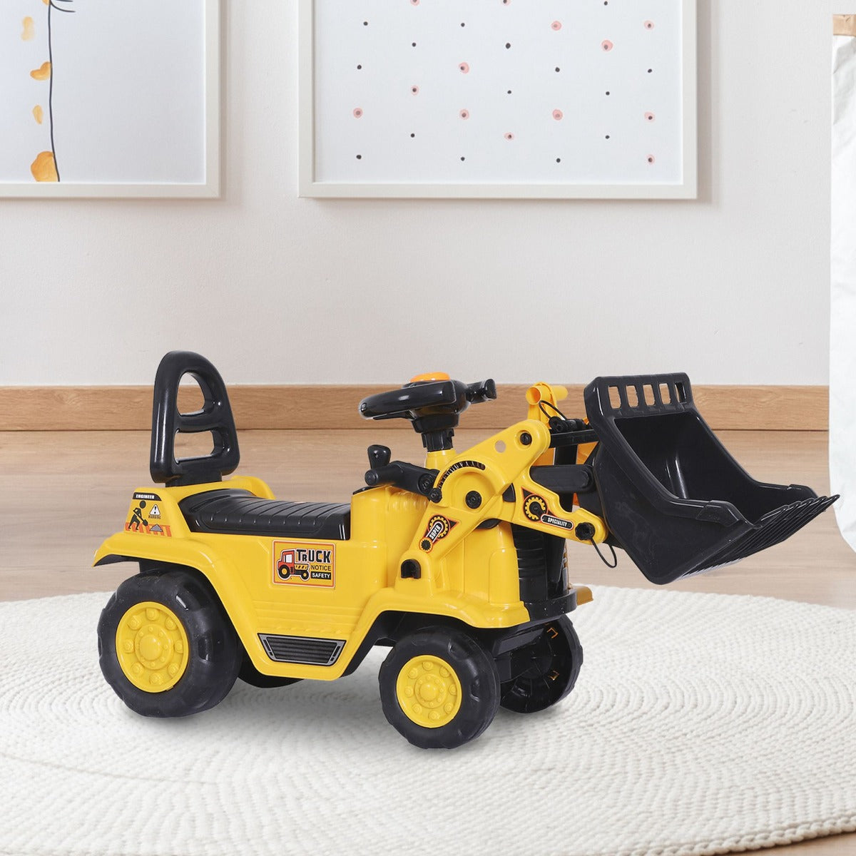 3 in 1 Ride On Toy Bulldozer Digger Tractor Pulling Cart Pretend Play Construction Truck