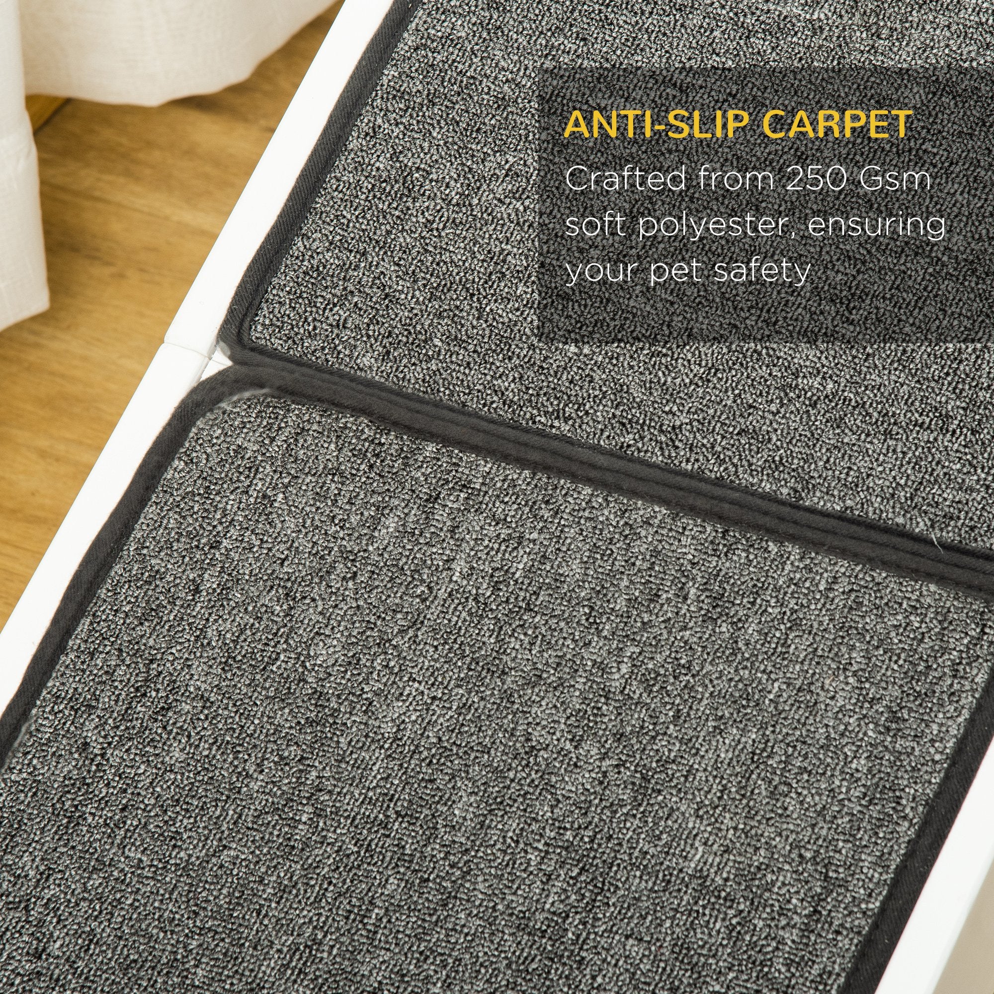 Dog Ramp Foldable with Non-slip Carpet Top Platform, Gray, White