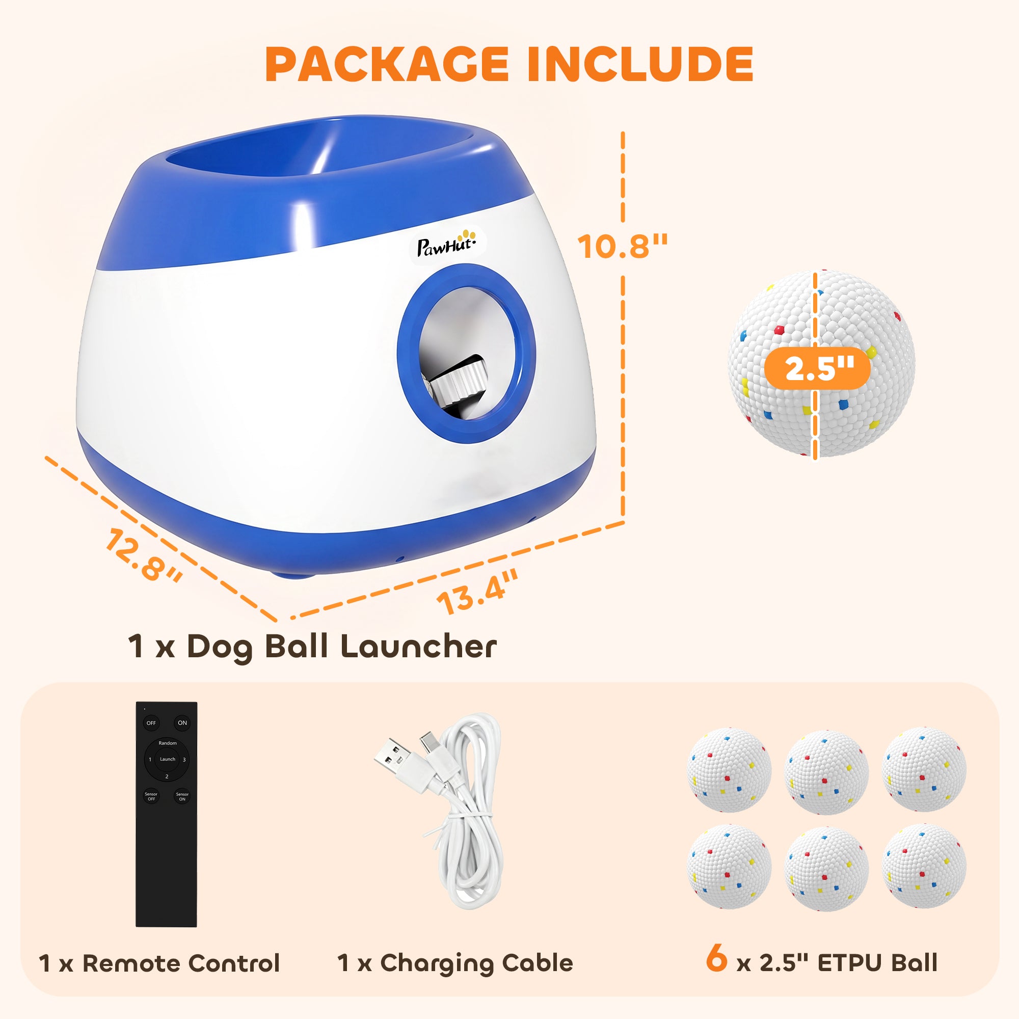 Automatic Dog Ball Launcher with 26-80 FT Distance, Automatic Ball Launcher for Medium and Large Dogs, Blue