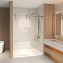 60" Sliding Shower Door with Waterproof Seals and Tempered Glass, Bathroom Door with Towel Bar Handle, 60" L x 0.5" W x 76" H, Brushed Nickel
