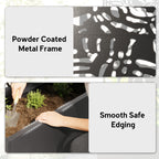 Metal Planter Box with Trellis, 71" Tall Raised Garden Bed with Privacy Screen and Drainage Holes, Banana-Leaf Cut-Outs