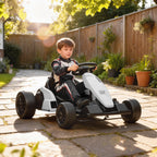 24V Electric Go Kart with Dual 150W Motors, Adjustable Seat & 11.2MPH High Speed, Slow Start, 5-Point Harness, White