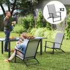 Set of 2 Outdoor Dining Chairs with High Back, Armrests, Folding Patio Chairs for Patio, Lawn, Camping, Gray