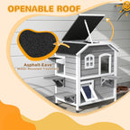 2-story Cat House Outdoor, Weatherproof Wooden Cat Enclosure for Feral Cats with Escape Door, Openable Roof, Jumping Platforms, Gray