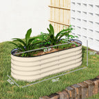 4.9' x 2' x 1.4' Galvanized Raised Garden Bed Kit, Metal Planter Box with Safety Edging, Cream