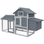 59" Small Wooden Chicken coop Hen House Poultry Cage for Outdoor Backyard with 2 Doors, Nesting Box and Removable Tray, Gray