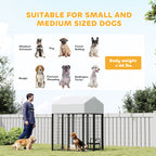 Outdoor Dog Kennel with Roof, 4' x 4' x 6' Heavy Duty Welded Wire Dog Playpen Enclosure with Escape-proof Lock