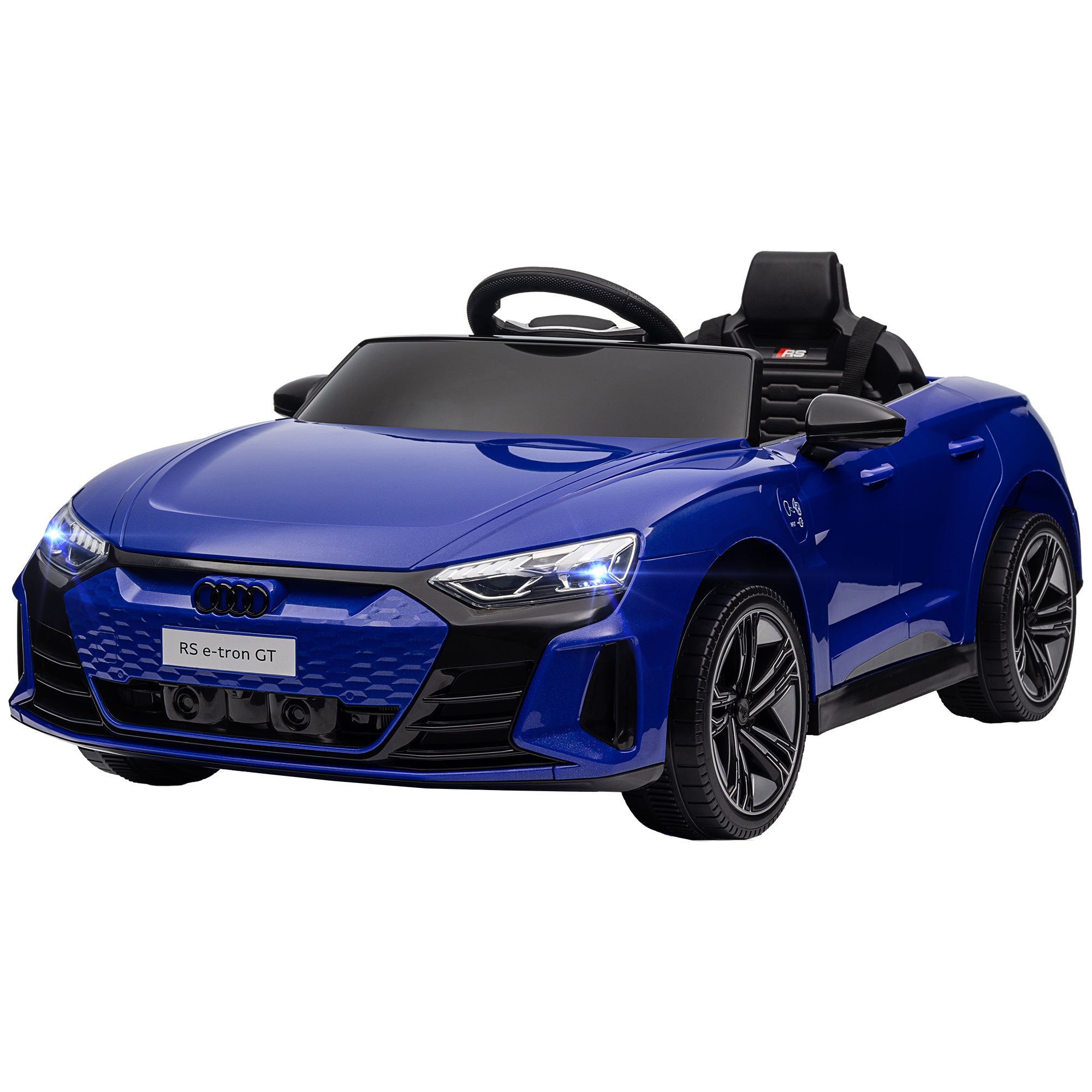12V Licensed RS E-tron GT Kids Ride on Car with Remote Control, Suspension, Horn, Music, Lights, Dark Blue